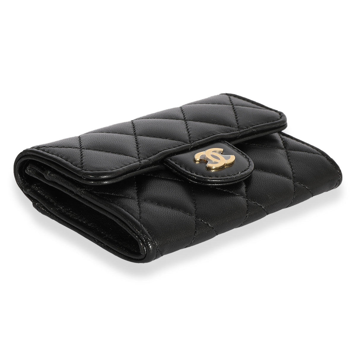 Chanel Black Quilted Lambskin Flap Card Holder Wallet, myGemma
