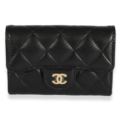 Chanel Black Quilted Lambskin Flap Card Holder Wallet