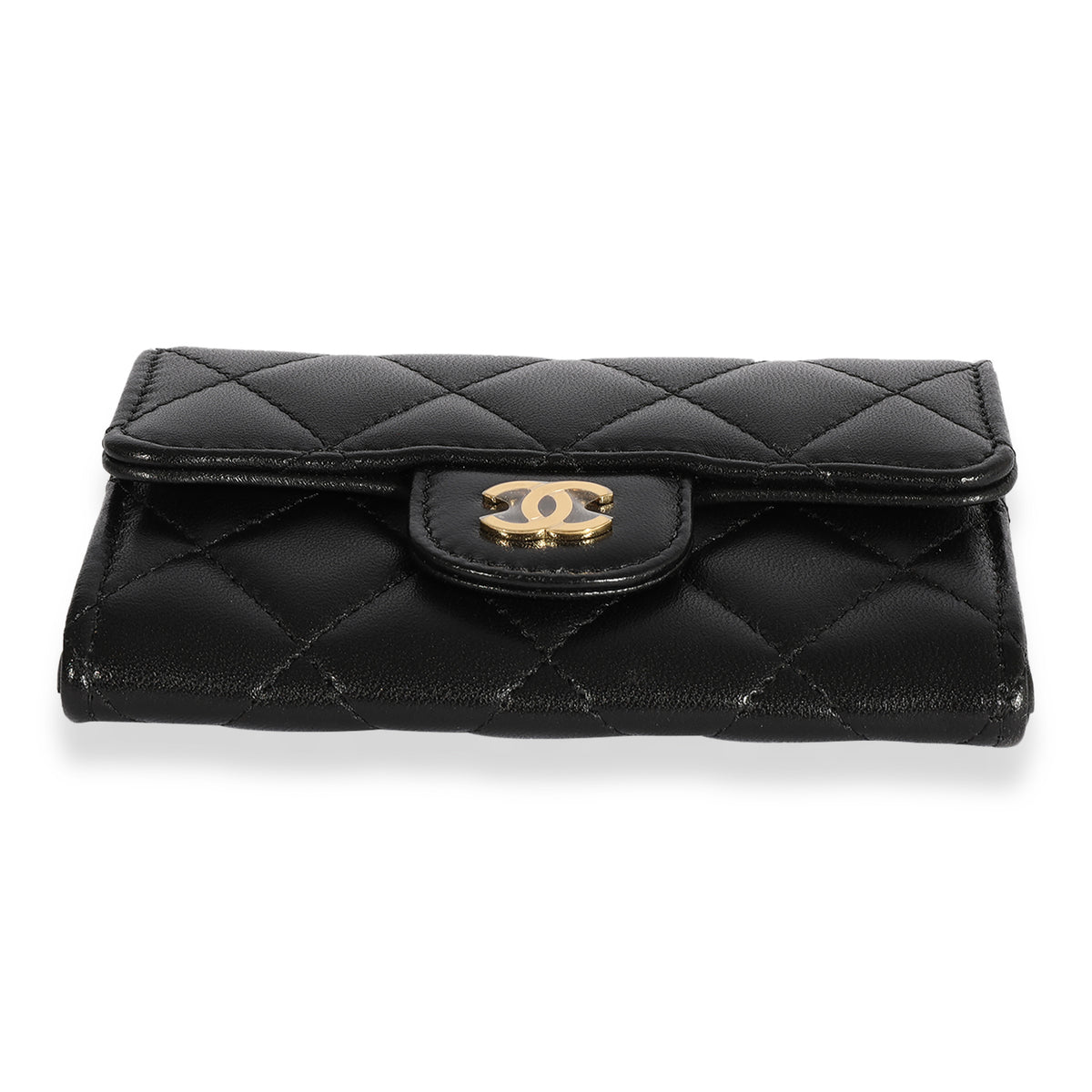 Chanel Black Quilted Lambskin Card Holder Silver Hardware, 2016 (Very Good), Womens Handbag