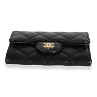 Chanel Black Quilted Lambskin Flap Card Holder Wallet