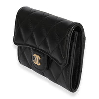 Chanel Classic Flat Card Holder, Black Lambskin with Gold Hardware