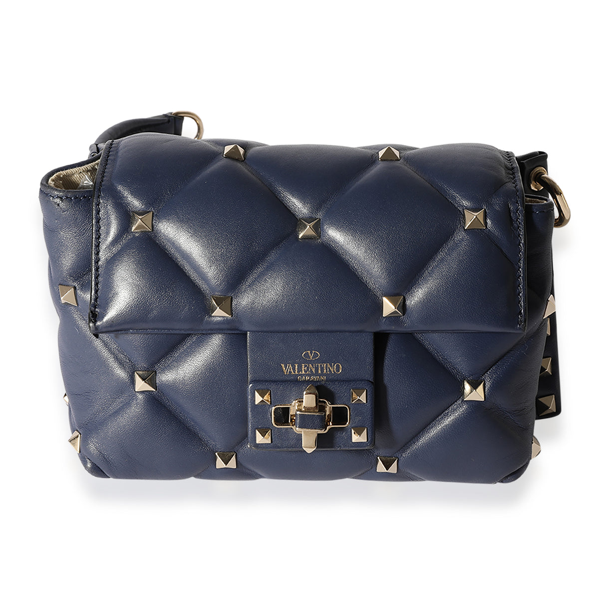 Valentino Navy Quilted Nappa Leather Candystud Mini Crossbody