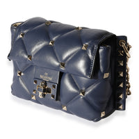 Valentino Navy Quilted Nappa Leather Candystud Mini Crossbody