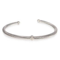 Sterling Silver David Yurman Cable Classic Diamond Bracelet 0.07 Ctw