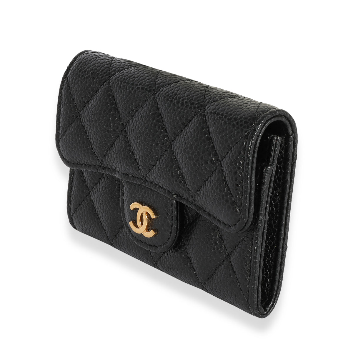 Chanel Black Quilted Caviar Flap Card Holder Wallet, myGemma, IT