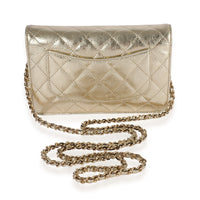 Chanel Metallic Gold Quilted Calfskin Reissue Wallet On Chain