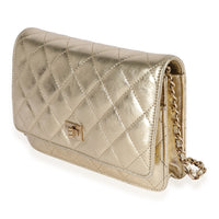 Chanel Metallic Gold Quilted Calfskin Reissue Wallet On Chain