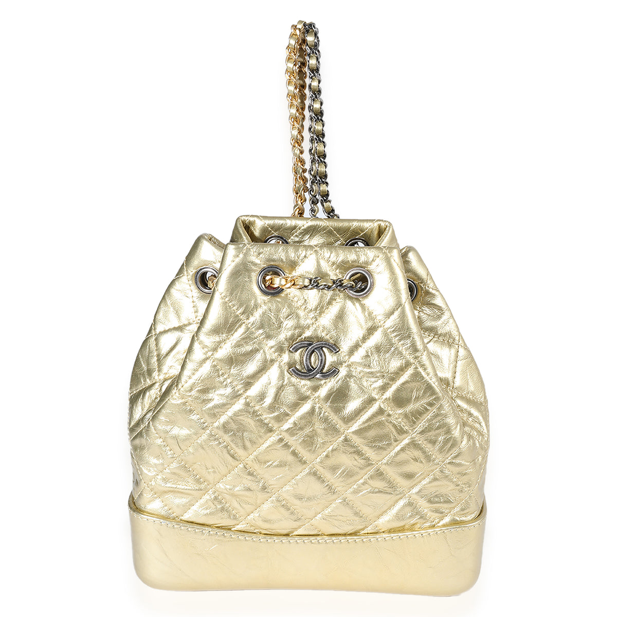 Chanel Metallic Gold Quilted Calfskin Small Gabrielle Backpack, myGemma, SG