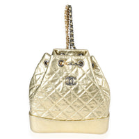 Chanel Metallic Gold Quilted Calfskin Small Gabrielle Backpack