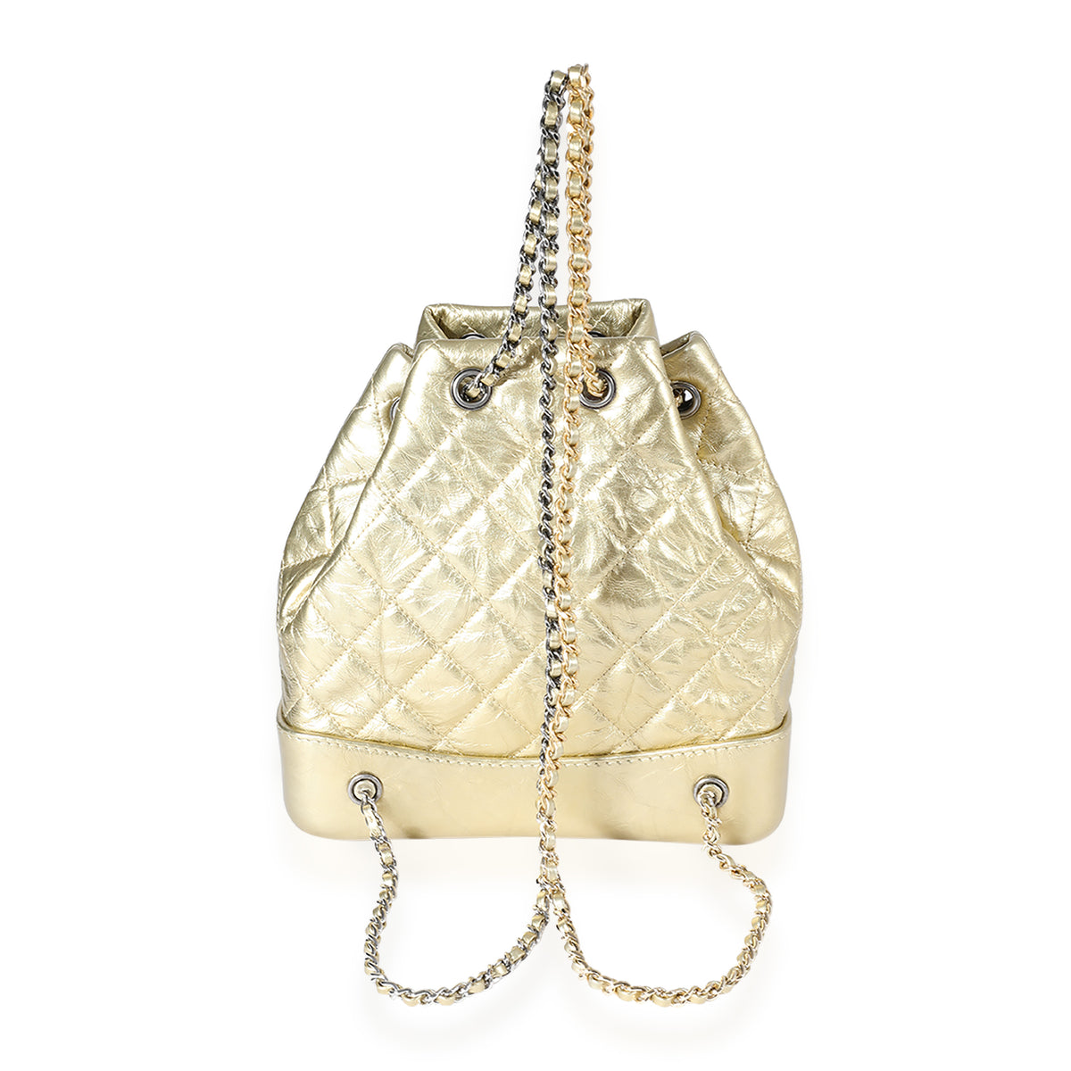 Chanel Metallic Gold Quilted Calfskin Small Gabrielle Backpack