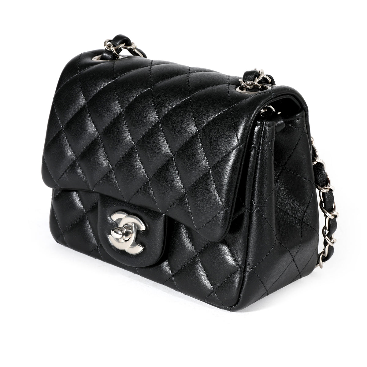 Chanel Black Quilted Lambskin Mini Square Classic Flap Bag