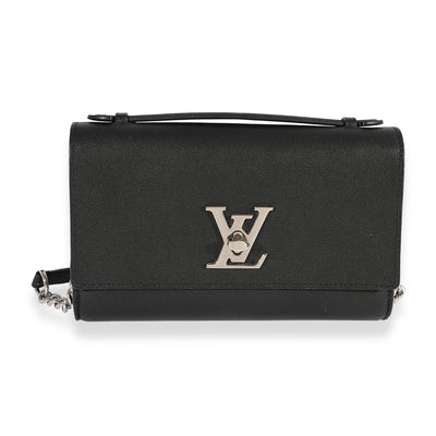 Louis Vuitton Black Taurillon Leather Lockme Short Handle Clutch