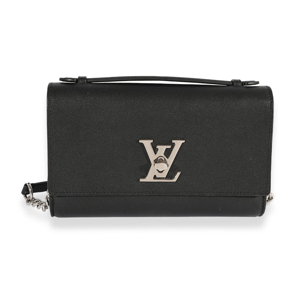 Louis Vuitton Black Taurillon Leather Lockme Short Handle Clutch