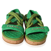 Chanel Cord & Lambskin Sandal 'Green Yellow'