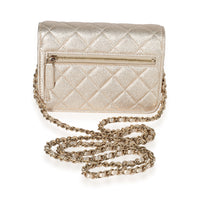 Chanel Metallic Gold Quilted Goatskin Mini Wallet On Chain