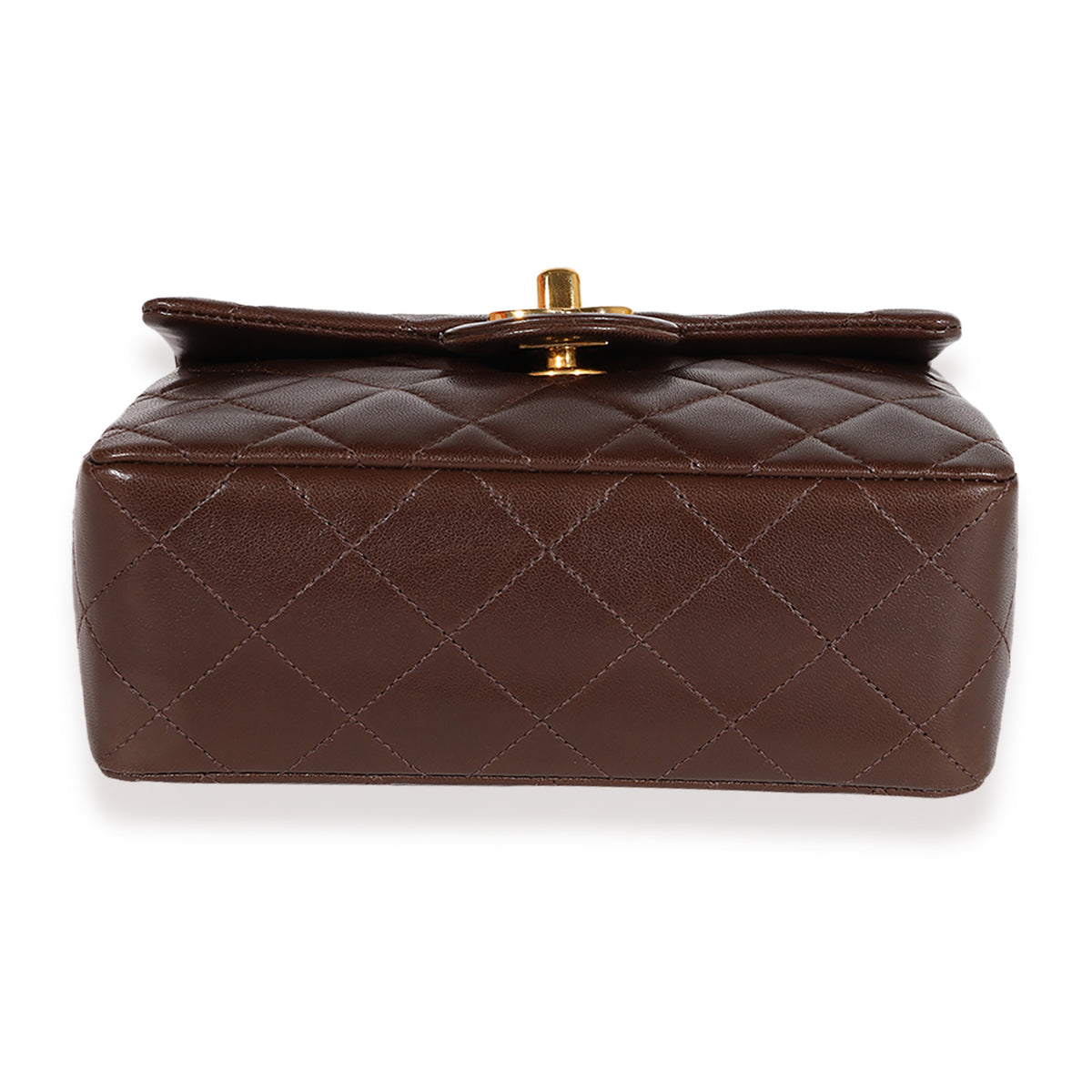 Chanel Vintage Brown Quilted Lambskin Mini Square Classic Flap