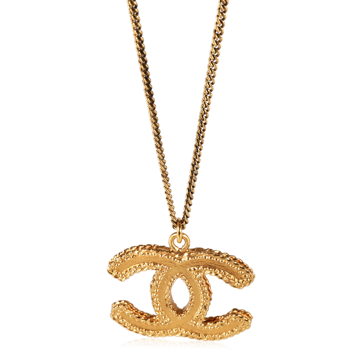 Gold Tone Chanel CC Pendant On 24 Inch Chain