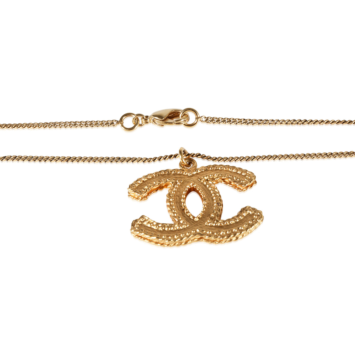 Gold Tone Chanel CC Pendant On 24 Inch Chain