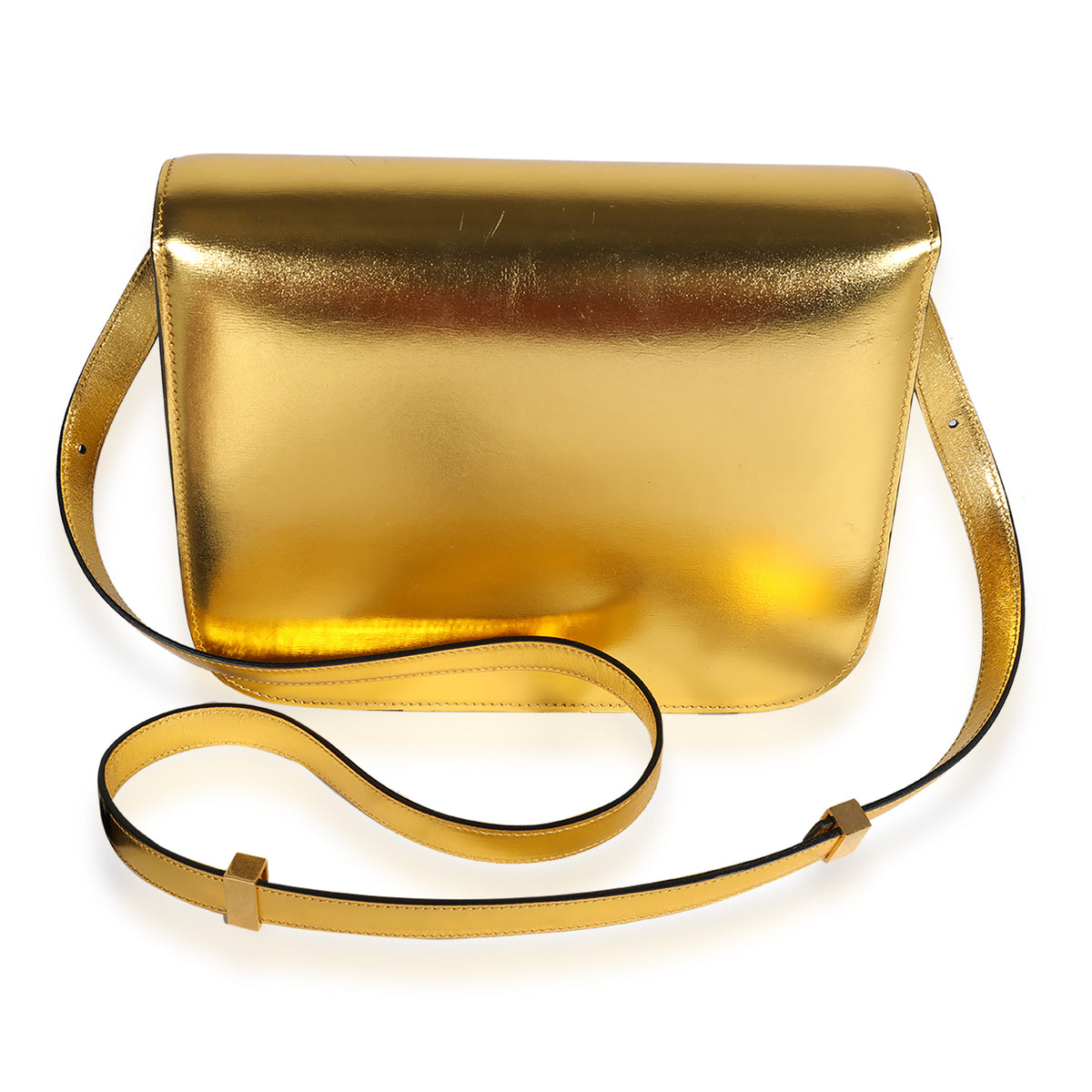 Celine Metallic Gold Calfskin Medium Box Bag