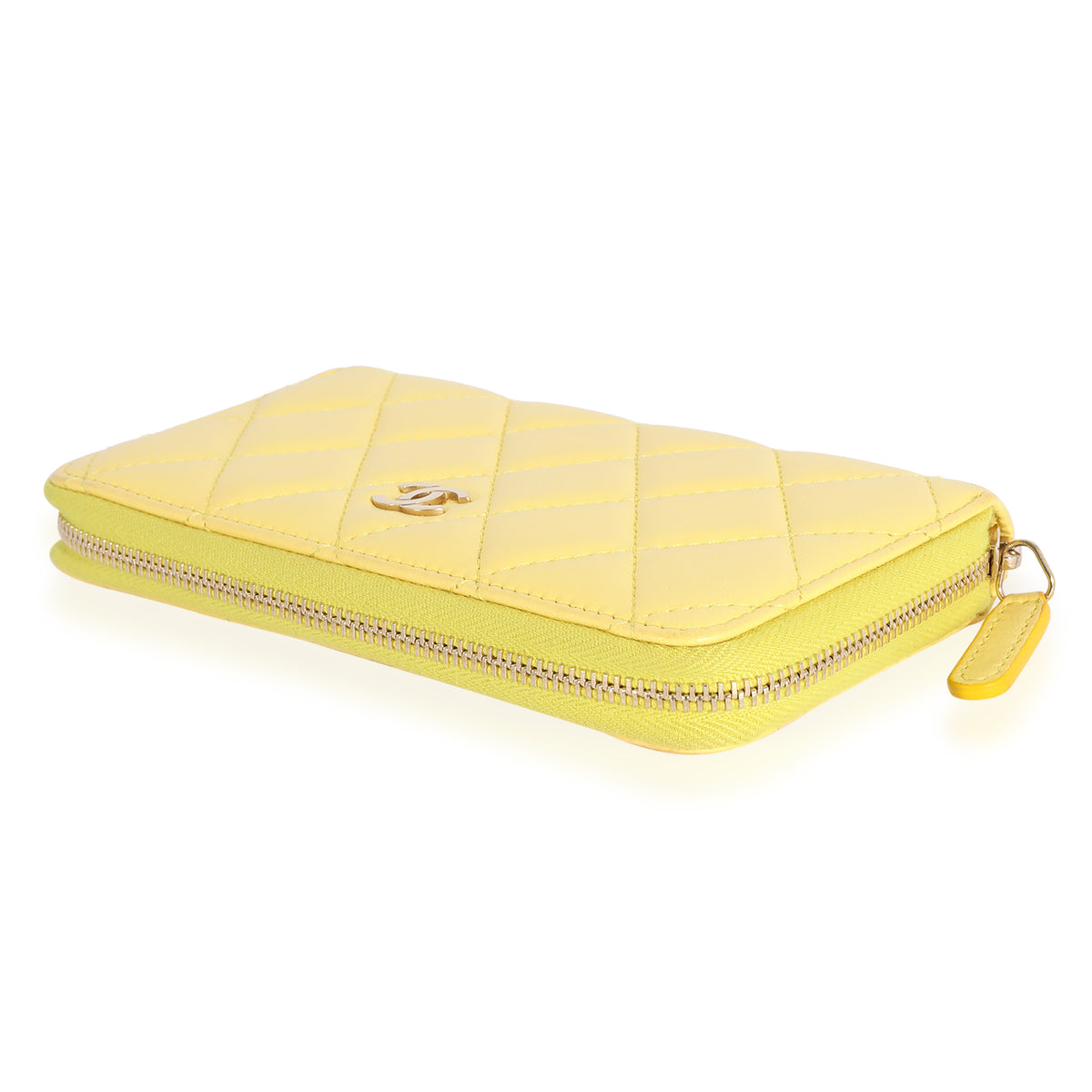 Chanel Yellow Quilted Lambskin Medium Zip-Around Wallet, myGemma, CH