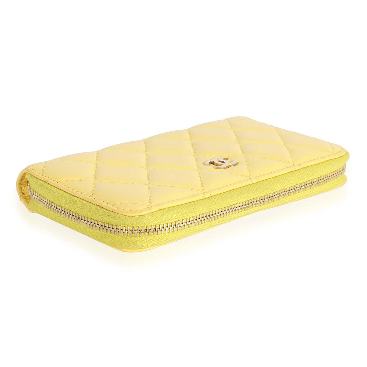 Chanel Yellow Quilted Lambskin Medium Zip-Around Wallet