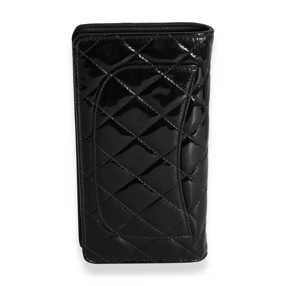 Chanel Black Quilted Patent Leather Long Flap Wallet