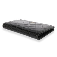 Chanel Black Quilted Patent Leather Long Flap Wallet