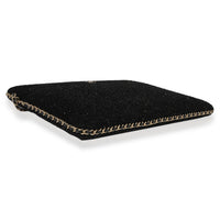 Chanel Black Metallic Tweed iPad Case with Chain