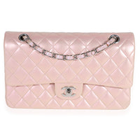 Chanel Iridescent Pink Quilted Lambskin Medium Classic Double Flap Bag