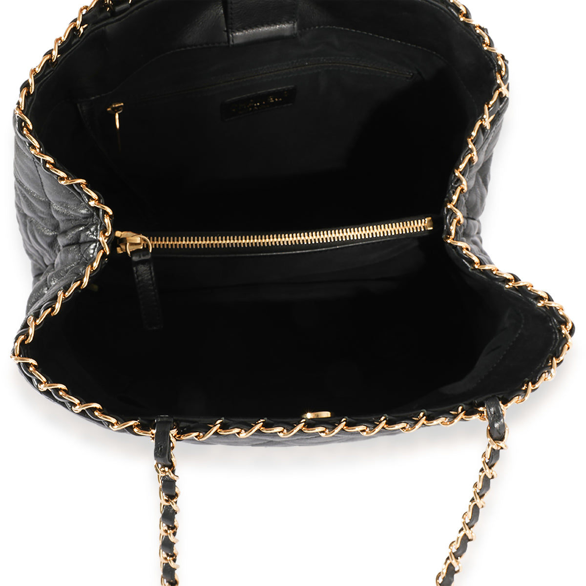 Chanel Black Quilted Lambskin Chain Around Timeless Tote