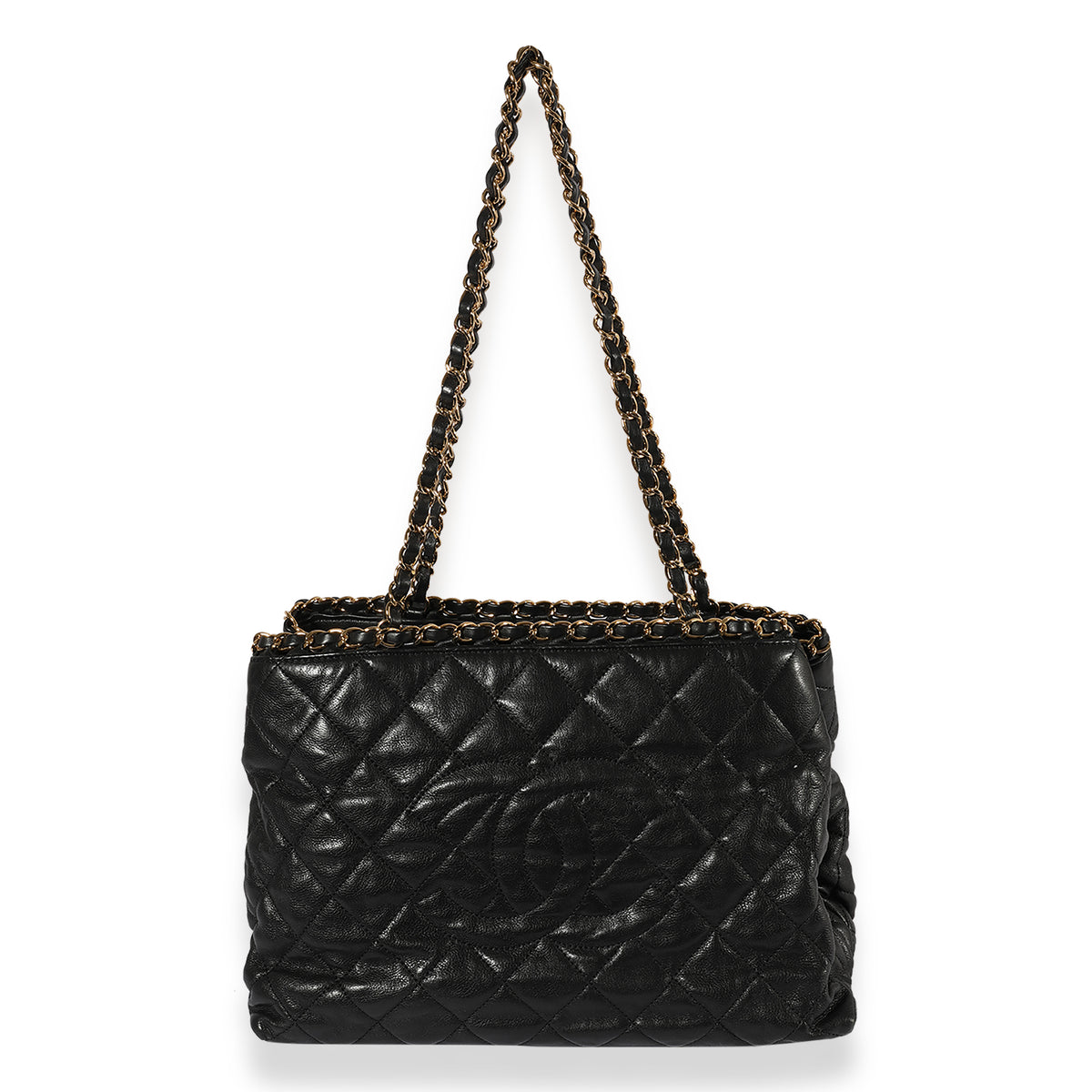 Chanel Black Quilted Lambskin Chain Around Timeless Tote