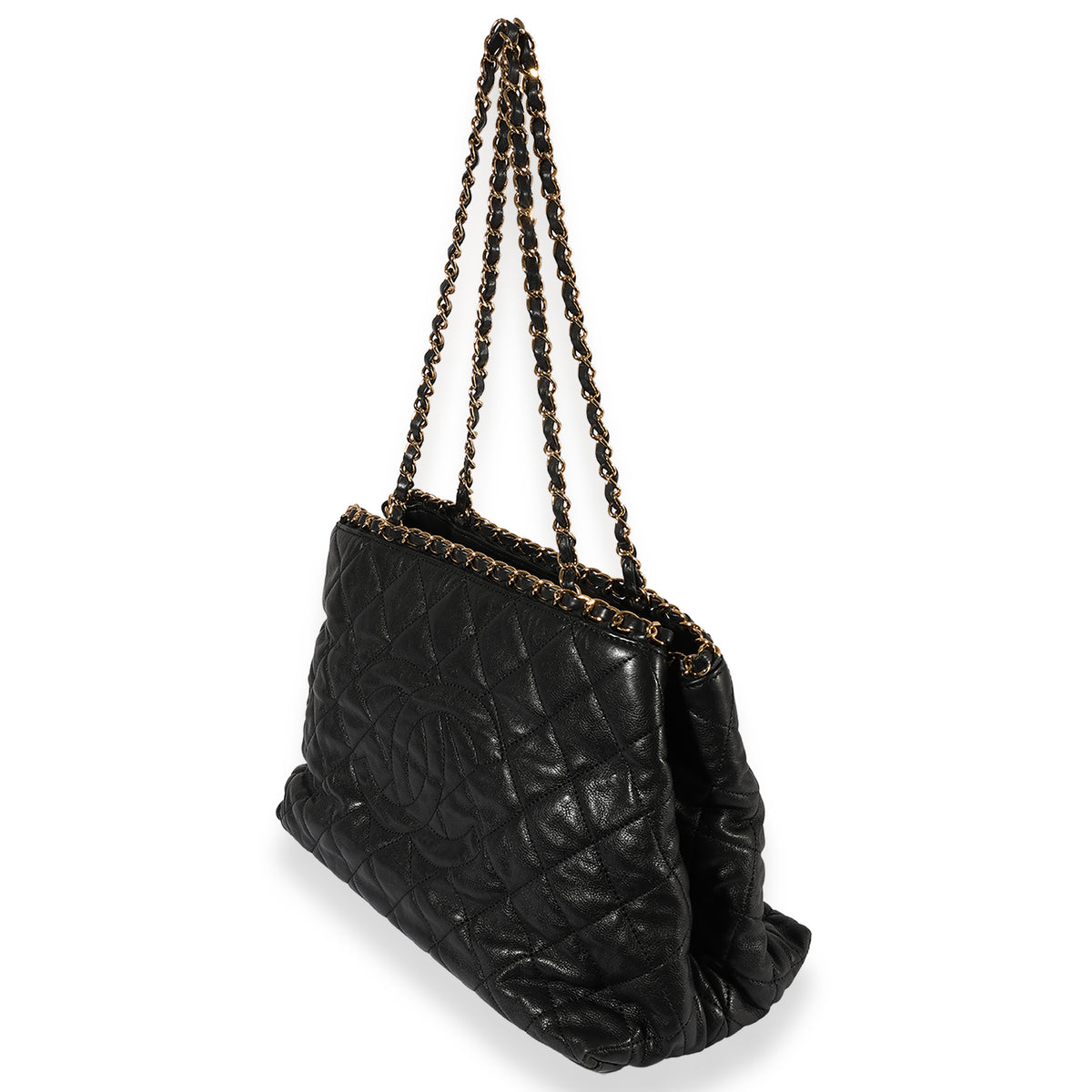 Chanel Black Quilted Lambskin Chain Around Timeless Tote