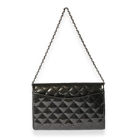Chanel Black Vertical Stripe Patent Classic Flap Clutch with Chain