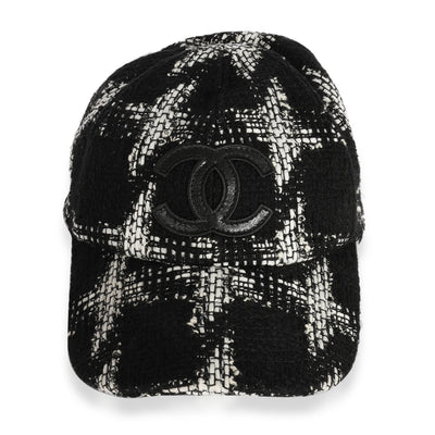 Chanel Black & White Tweed CC Baseball Cap