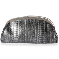 Chanel Gray Python Frame Clutch