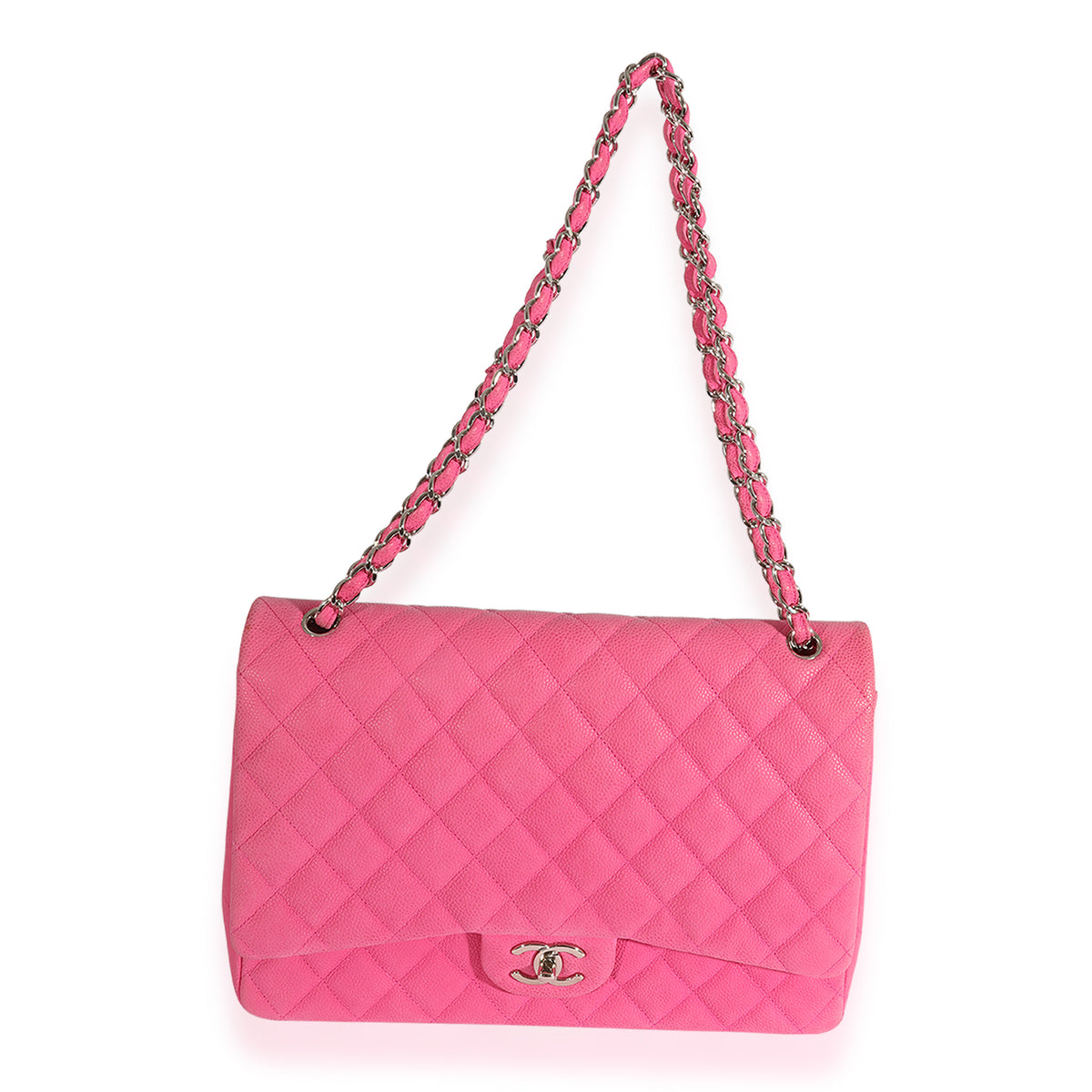 Chanel Hot Pink Quilted Matte Caviar Maxi Classic Double Flap Bag, myGemma