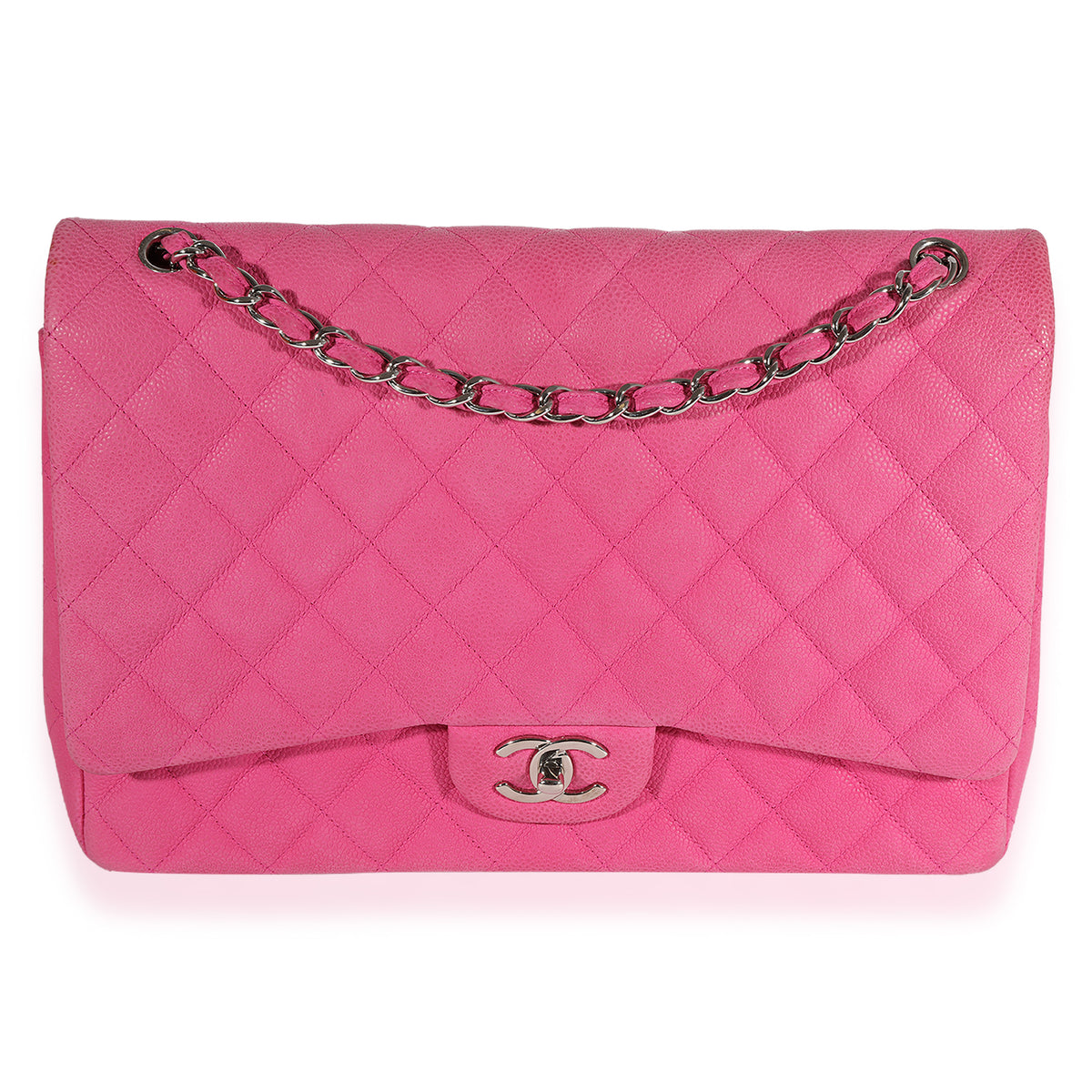 Chanel Hot Pink Quilted Matte Caviar Maxi Classic Double Flap Bag