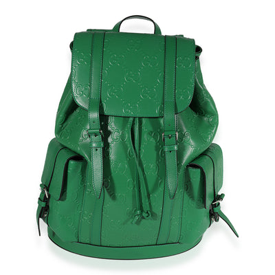 Gucci Green GG Embossed Leather Backpack