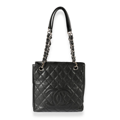 Chanel Black Quilted Caviar Petite Shopping Tote