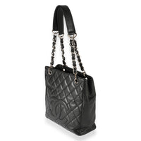 Chanel Black Quilted Caviar Petite Shopping Tote