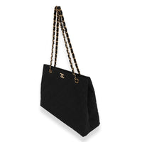 Chanel Black Quilted Grosgrain Chain Shopping Tote