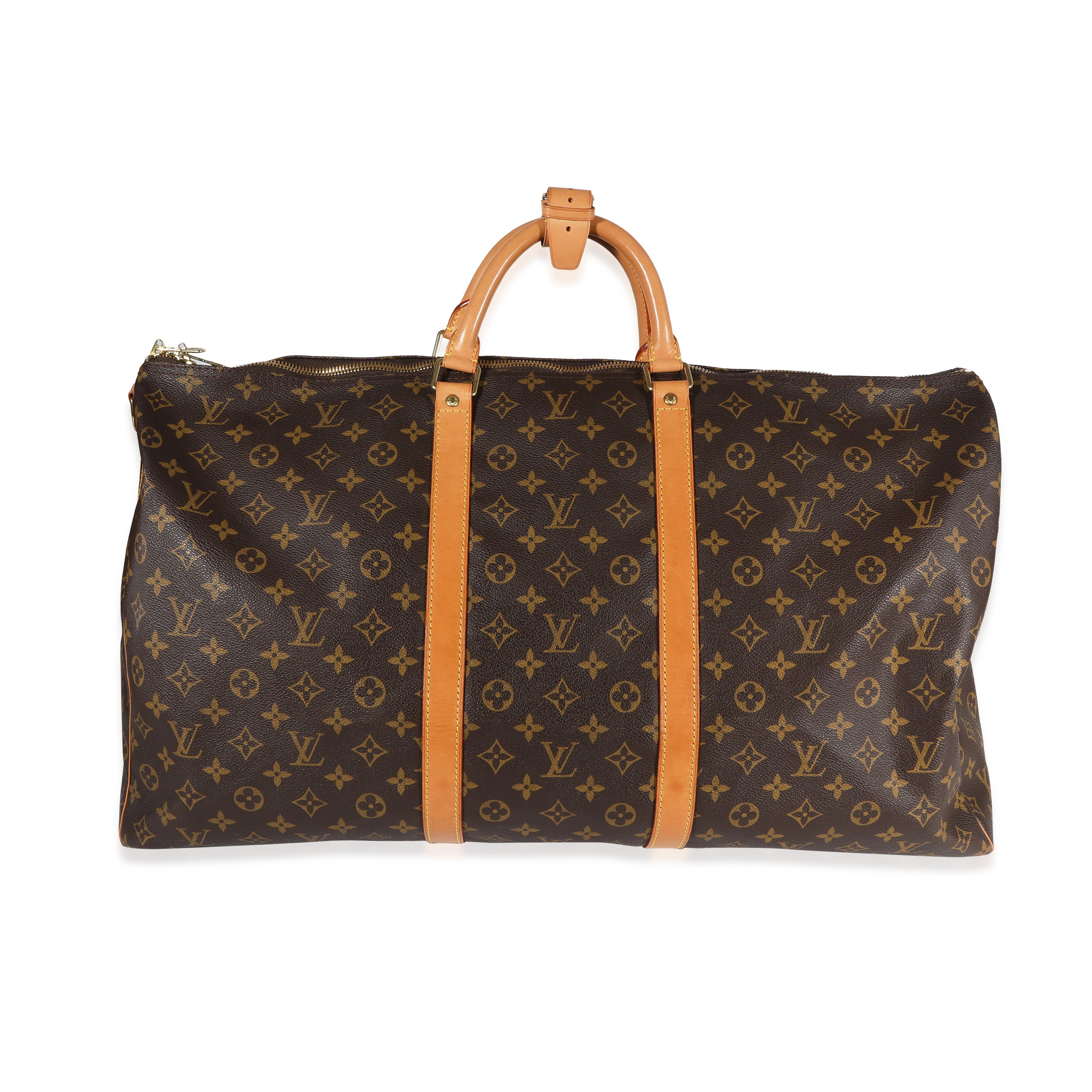 LOUIS VUITTON Keepall Bandouliere 60 Monogram Brown PVC Gold