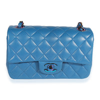 Chanel Dark Blue Rainbow Quilted Lambskin Rectangular Mini Classic Flap Bag