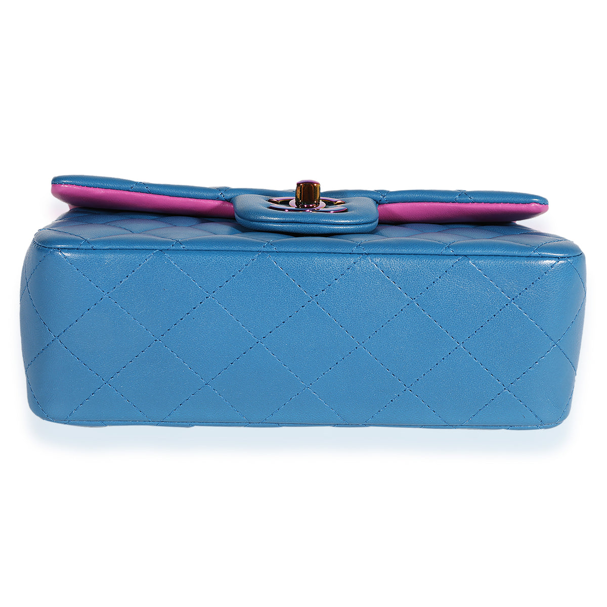 Chanel Mini Rectangular Flap 21P Blue Lambskin in Lambskin Leather with  Rainbow Iridescent - US