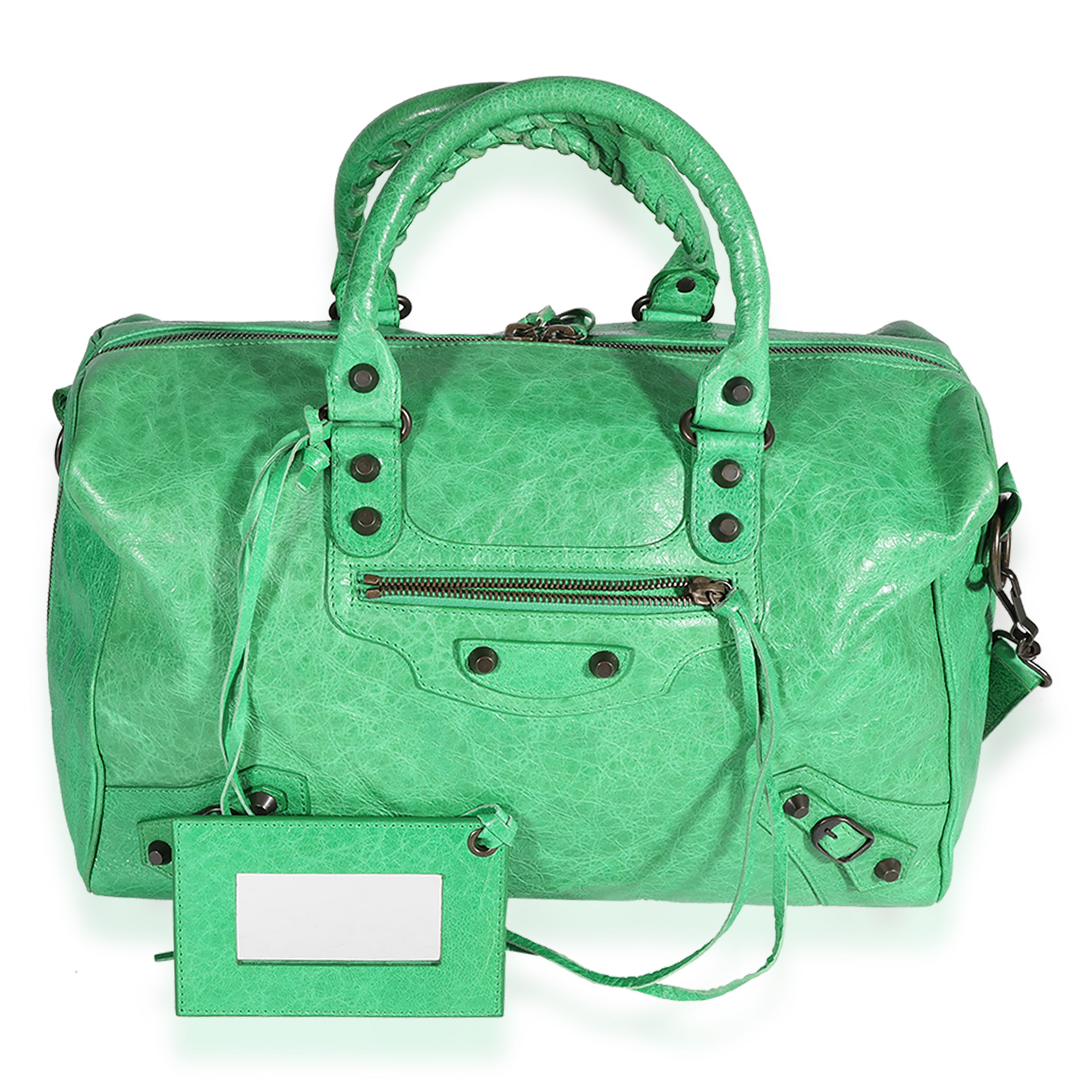 Balenciaga Vert Poker Lambskin Classic Polly Boston Bag | myGemma