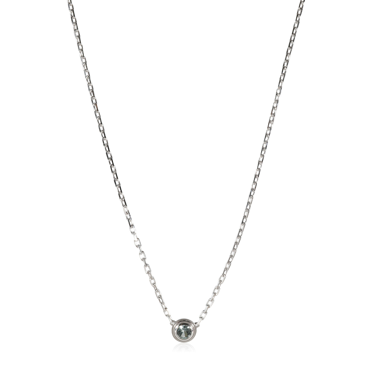 Cartier Legers De Cartier Sapphire Solitaire Pendant in 18k White Gold Blue