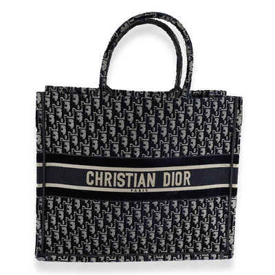 Dior Blue Oblique Velvet Large Book Tote