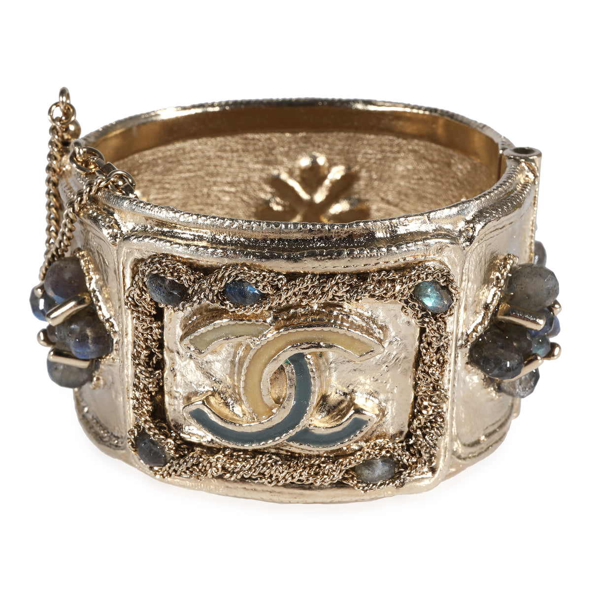 Chanel 2012 Autumn Collection Wide Bangle With Faceted Gemstones & CC Logo