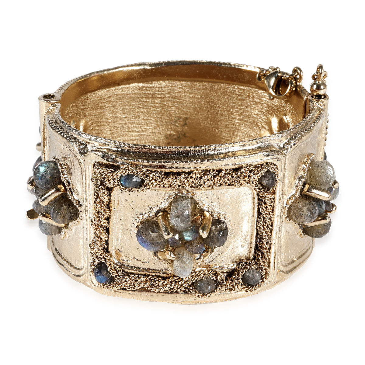 Chanel 2012 Autumn Collection Wide Bangle With Faceted Gemstones & CC Logo