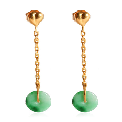 Jade Drop Earrings in 24k Yellow Gold